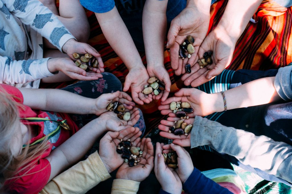 Hands holding stones